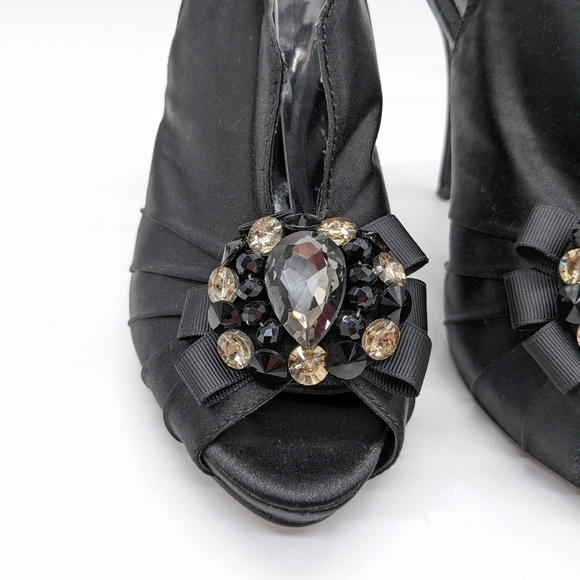 ✨3/$15 Moda Spana black bead embellished heel shoes 7 - Picture 3 of 12
